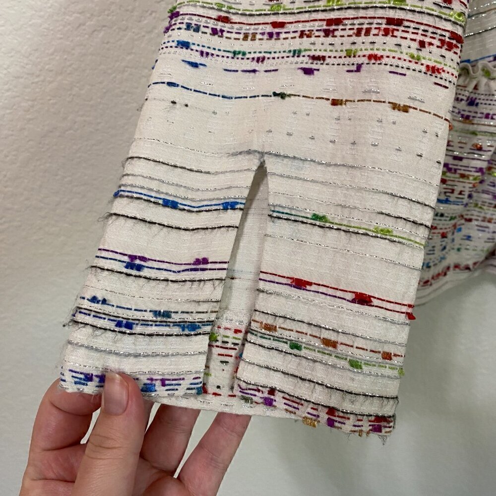 Zara Basic White Multi Metallic Peplum Blazer XS - image 3